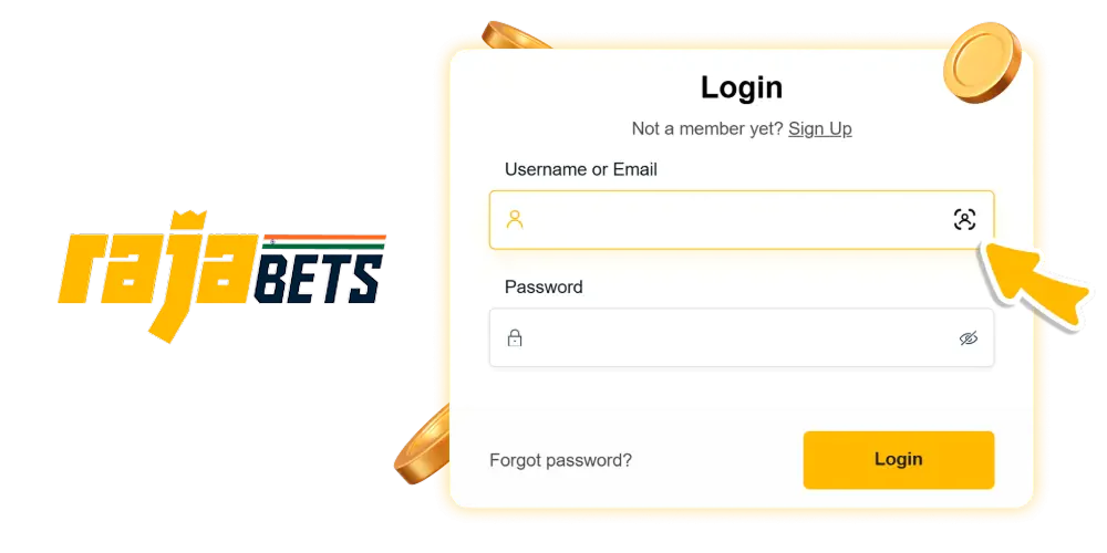 Instructions for players on logging into their Rajabets account in India